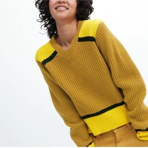 Marni for Uniqlo Yellow V-Neck Color Block Sweater